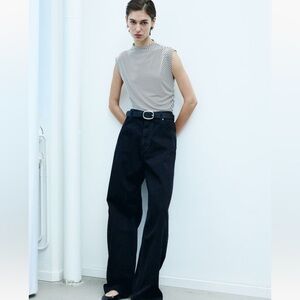 H&M striped mock neck top